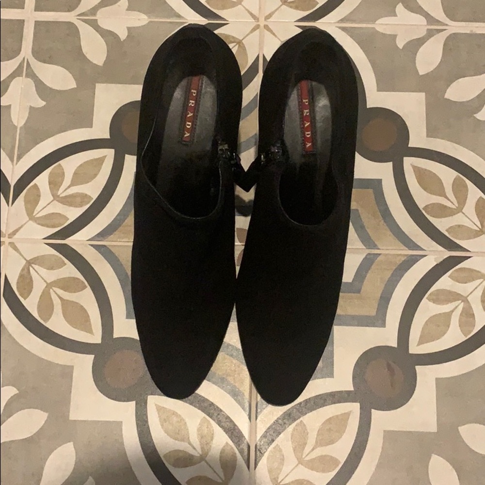 Prada Black Suede Bootie